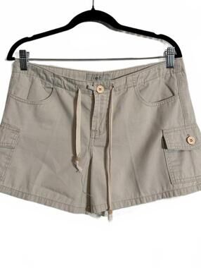 Vintage Y2K Granola girl Lei Beige Cargo Shorts with Drawstring Waist